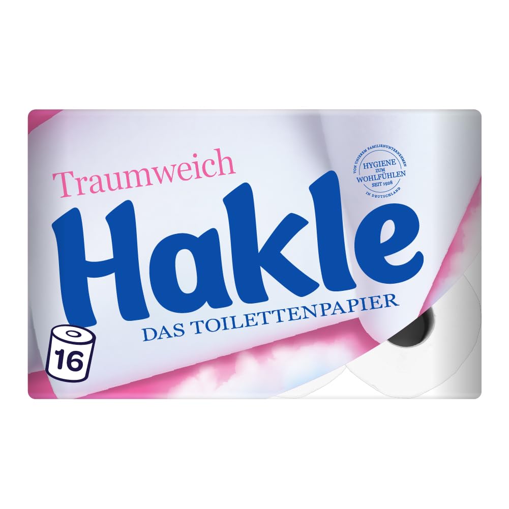 Hakle Traumweich Toilettenpapier – 16 Rollen, 130 4-lagige Blatt pro Rolle, Sanfte Reinigung für Wohlbefinden