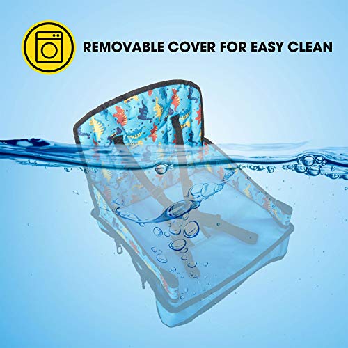 Veeyoo Baby High Chair With Removable Tray - Portable High Chair For Eating And Feeding, Indoor And Outdoor, Compact Fold, Blue Dinosaur Print #TOP6