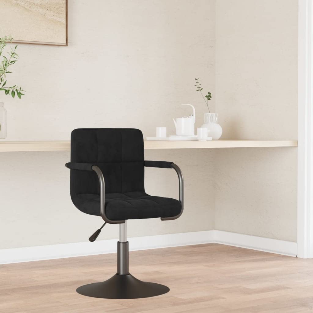 Taburete de bar de terciopelo negro giratorio con resorte de gas, altura regulable para cocina y comedor, silla de bar acolchada con reposapiés y reposabrazos, 360 grados