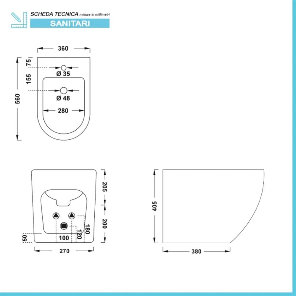 Coppia Sanitari Filo Muro Rimless Bianco Design Moderno Copriwater Chiusura Soft-Close