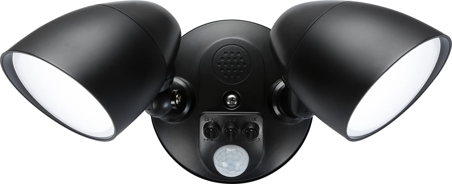 Knightsbridge Black 110-230V Ip65 Twin Head 20W Security Floodlight With Pir, Sensor, Cct And Manual Override, Sl20cctb