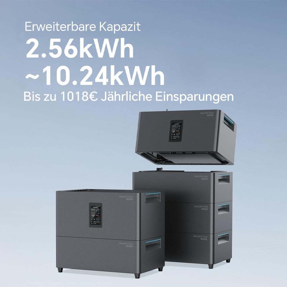 Marstek Jupiter C Plus Balkonkraftwerk mit Speicher & Wechselrichter, 0% MwSt, 2.56kWh LFP-Akku, App-Steuerung, 4 MPPT 2.4kW PV-Eingangsleistung/800W On-Grid-Ausgang, IP65, Plug&Play, 6000 Ladezyklen