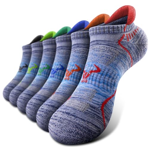 Image of BULLIANT Men Running Ankle Socks 6Pack-Cushioned Support-Low Cut No Show | Fully Terry Sole | Arch Support | Seamless Toe Closure | Moisture-Wicking Breathable Mesh | Reinforced Heel&Toe