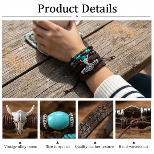 Image of GUSTAVE Bracelet for Man Punk Rock Studded Bracelets Black Leather Cuff Bracelet for Men Women Adjustable Goth Bracelets 80s Retro Style Wristband Halloween Party Accessories