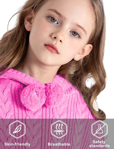 Image of BOBOYOYO Cape for Girls Hooded Cable Knit Poncho Sweaters Kids Shawl