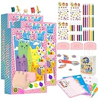Tencipeda DIY Rainbow Scratch Art, Squeegee Art Kids Paint Kit, 20PCS Painting Crafts Creativity Set (1Set
