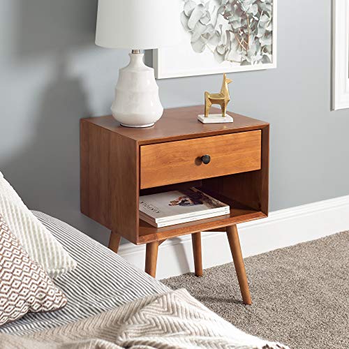 Walker Edison Mid Century Modern Wood Nightstand Side Table Bedroom