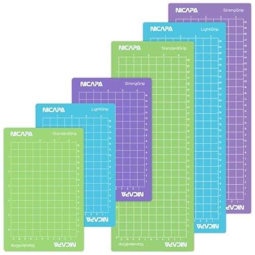 NICAPA Accesorios Variety Grip - Esterilla de corte para Cricut Joy (11,43 cm x 16,51 cm / 11,43 cm x 30,5 cm, 6 unidades) con rejilla para tarjetas, papel, lámina de vinilo para plóter, adhesivo