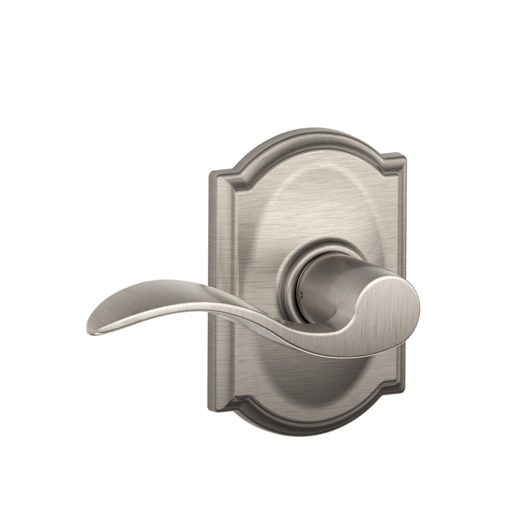 SCHLAGE Accent Hall/Closet Passage Door Handle, Reversible, Satin Nickel | Hall or closet lever door handle with no lock, Easy to install, Certified durability, Universal fit