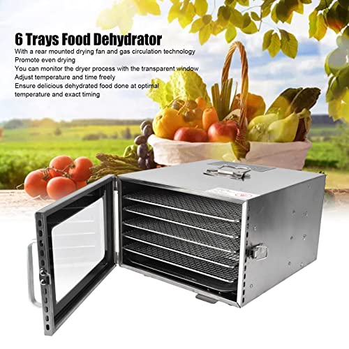 Desidratador de Alimentos Com 6 Bandejas Com Secagem Uniforme, Temperatura Ajustável de 400 W e Seca
