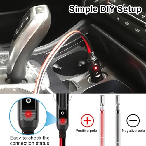 Image of STHIRA 2PCS 12V 24V Car Cigarette Lighter Socket Power Plug with 30cm Bare Wire Leads DC Adapter Connector Inline Fuse Replacement for Truck RV Accessories