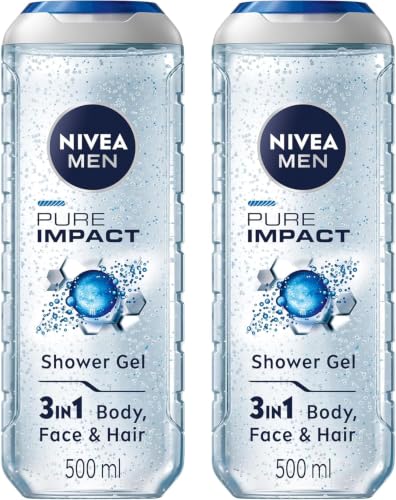 NIVEA MEN Pure Impact 3in1 Shower Gel, Cleans Body, Face and Hair, with Purifying Particles, Deep Cleansing for a Fresh Feeling… – Ansicht 1