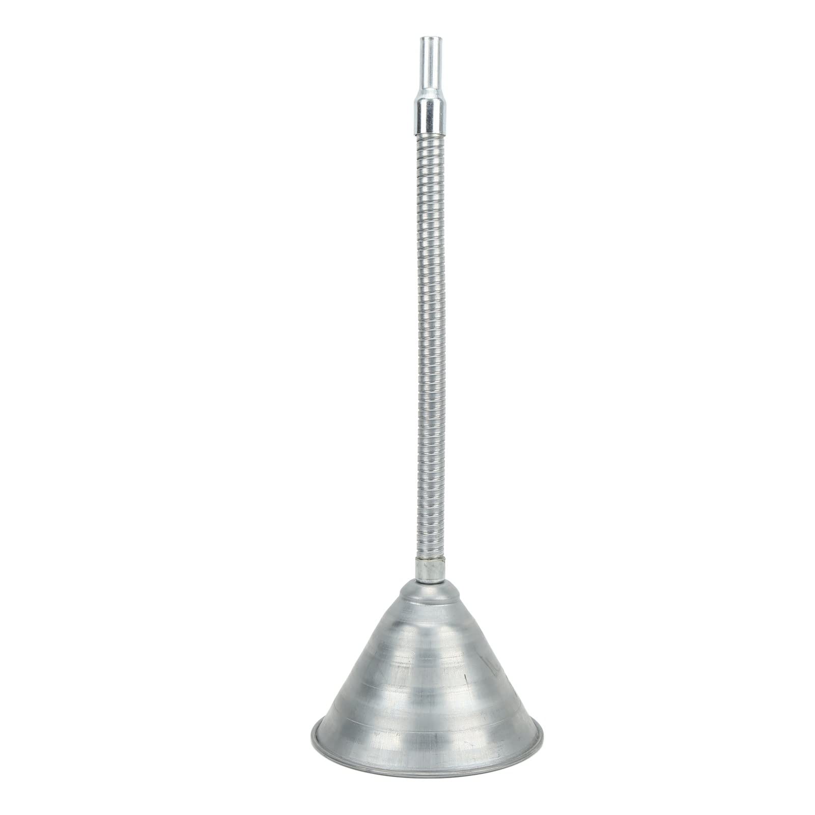 Embudo de aceite automotriz, embudo largo automotriz, embudo universal de cebado de acero al carbono con manguera flexible de 330 mm para coches, motocicletas, camiones, plateado