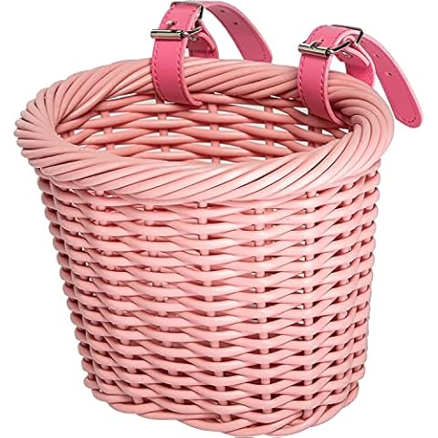 MEGHNA Mini Fahrradkorb Kinder Vorne Niedliches Kinderfahrradzubehör für Jungen und Mädchen Fahrrad Korb Fuer Vorne Rosa Cover