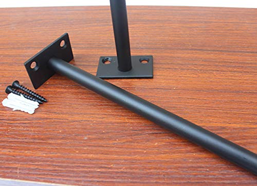 16 Pcs 8" Black Solid Steel Floating Shelf Bracket Blind Shelf Supports - Hidden Brackets For Floating Wood Shelves - Concealed Blind Shelf Support – Screws And Wall Plugs Included #TOP2
