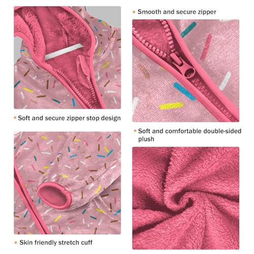 Powdered Sugar Toddler Fleece Jacket Baby Girls Hooded Zipper Long Sleeve Thick Warm Outerwear 3-10 Years3