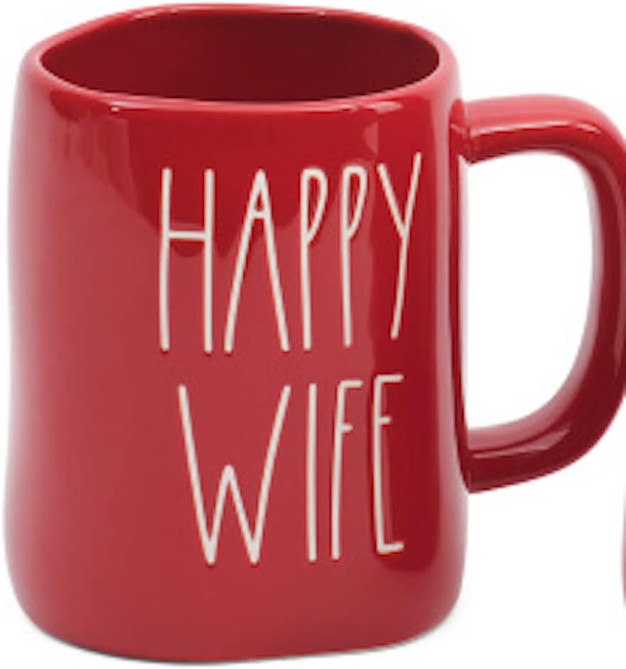 RAE DUNN BY MAGENTA Red Valentine's Day Coffee Tea Mug (Happy Wife)