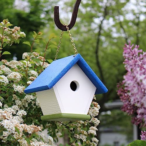 Homeprogardenhangingwrenhousebrilliantblueandgreenpolylumberbirdhouse Urban Country Home Decor Homepro garden hanging wren house brilliant blue and green poly lumber bird house urban country home decor