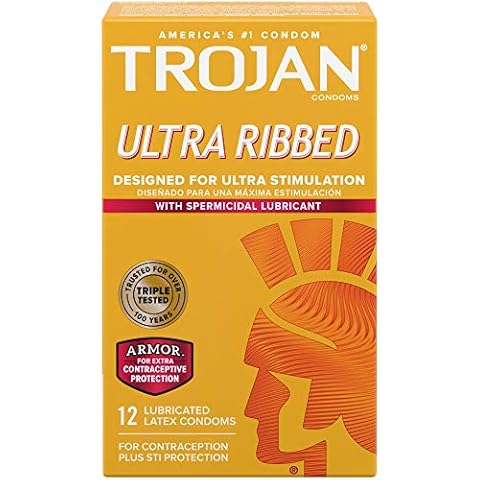 TROJAN Ultra Ribbed Spermicidal Condoms Cover