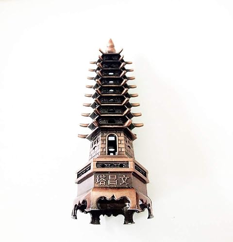 Miniatura 3 de Torre Wenchang de aleación de 10 pulgadas, pagoda antigua de nueve niveles para educación, crecimiento profesional y empresarialdecoración del hogar