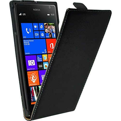 PhoneNatic Cubierta de Cuero Artificial Compatible con Nokia Lumia 1520   Flip Case Negro   Cover Cubierta + Protector de Pantalla