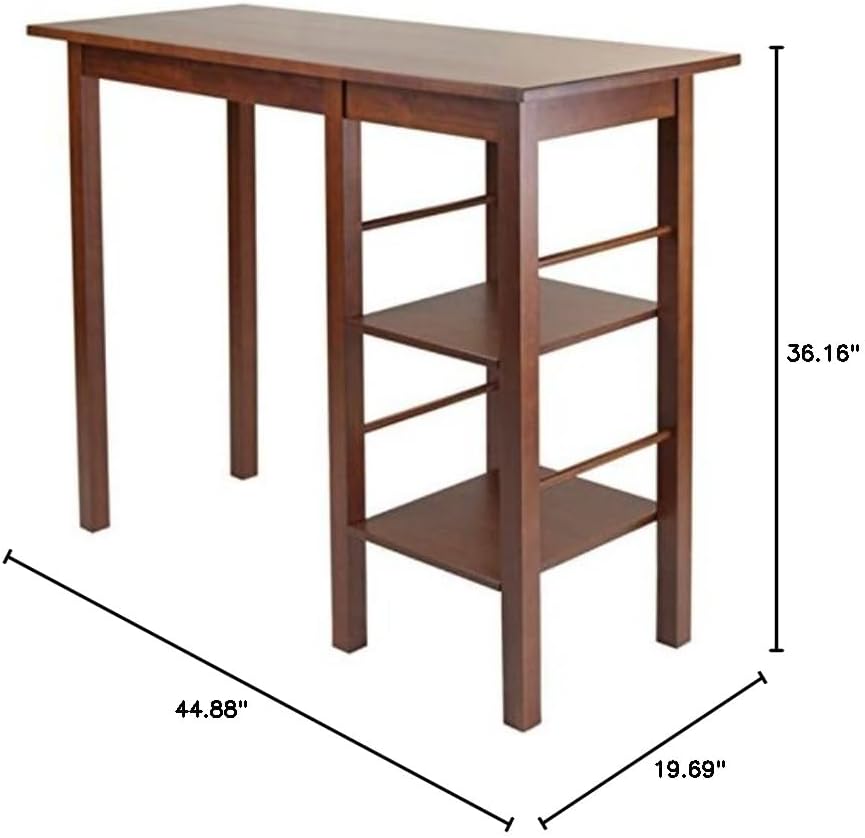 Ergode Wood Egan Breakfast Table | Versatile & Modern Design | 2 Shelves | Solid Wood | Easy Assembly | (94144-VV)