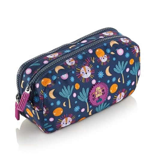 Miquelrius - Estuche Escolar, Portatodo Doble, Fabricado con Botellas recicladas, Cierre Cremallera, Organiza tu Material Escolar para la Vuelta al Cole, Mini León