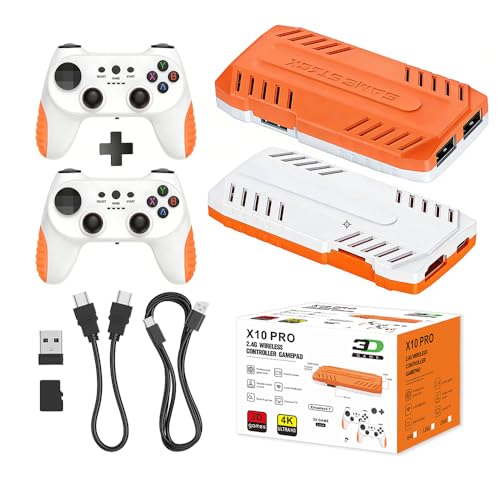 X10 Pro Retro Game Stick – Más de 50.000 juegos clásicos, más de 51 emuladores, salida 4K HD, para PS1/PSP 4K HDMI 128GB 50K juegos, Plug & Play con 2 controladores inalámbricos para TV