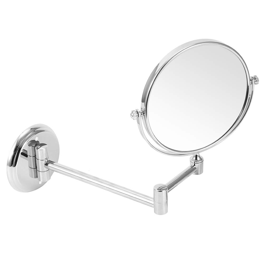 Espejo de Maquillaje de Cobre para Baño Doméstico, Espejo de Maquillaje de Plata para Hotel de Cobre, Espejo de Tocador de Baño, Espejo de Tocador (Fondo redondo plateado brillante 6 pulgadas)