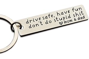 Personalized Keychain Engraved Drive Safe Keychain Don't Do Stupid Stuff, Mom to...