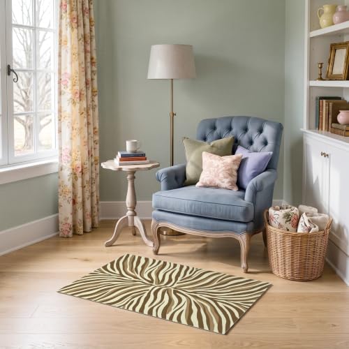 ODIKA 2'x3' Tan Brown Zebra Print Stripe Use Ultra-Soft Accent Mat