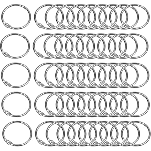 Naapesi 50Pcs Loose Leaf Binder Ring, 30mm Metal Book Rings, Key Chain Rings, Index Card Rings for Notebook Scrapbook Album DIY Craft (Silve) Cover