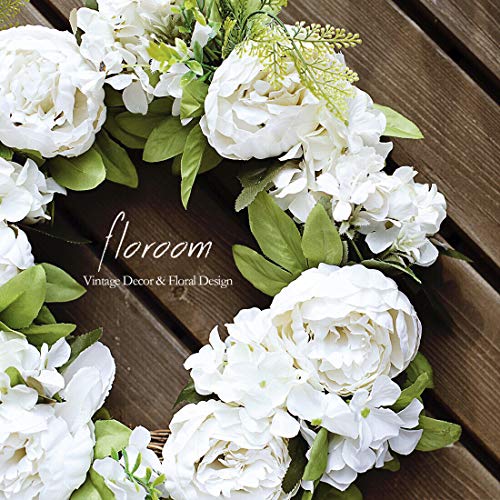 Floral Wreath, Door Wreath, Artificial White Peony Wreath For Front Door 15''-16'', Front Door Decorations Wall Decor #TOP1