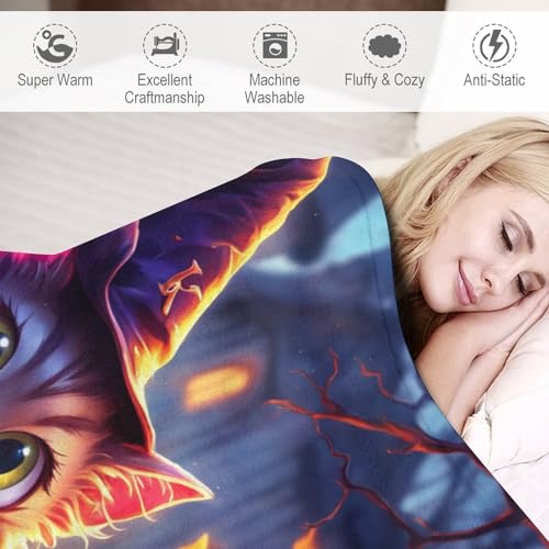 Couverture chat d'Halloween chaude et lavable contre le froid