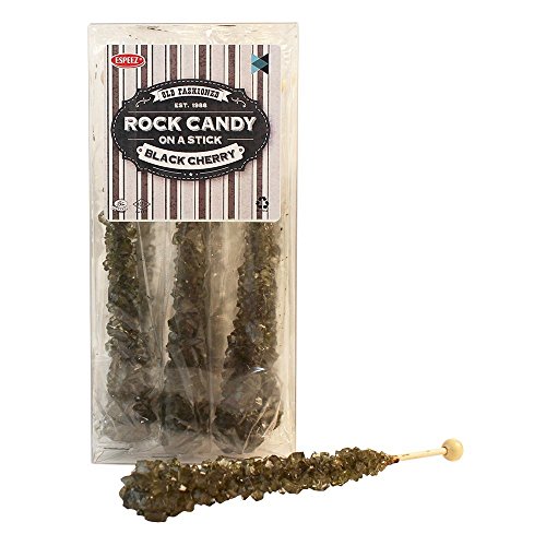 Extra Large Rock Candy Sticks: 12 Black Rock Candy Sticks - Black Cherry - Individually Wrapped for Party Favors, Candy Buffet, Showers, Receptions, Old Fashioned Espeez Bulk Candy on a Stick