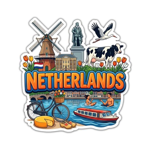 Image of Netherlands Engineered Wood Fridge Magnet - Glossy Precision Laser Cut HD Print | Durable Magnetic Souvenir Decor for Refrigerator & Locker