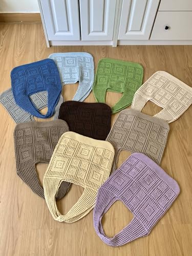 Grey Weave Bag 1 Piece, Retro Mesh Hollow Woven Bag, Stylish Vintage Design, Perfect for Cafe Dates and Vintage Outings3