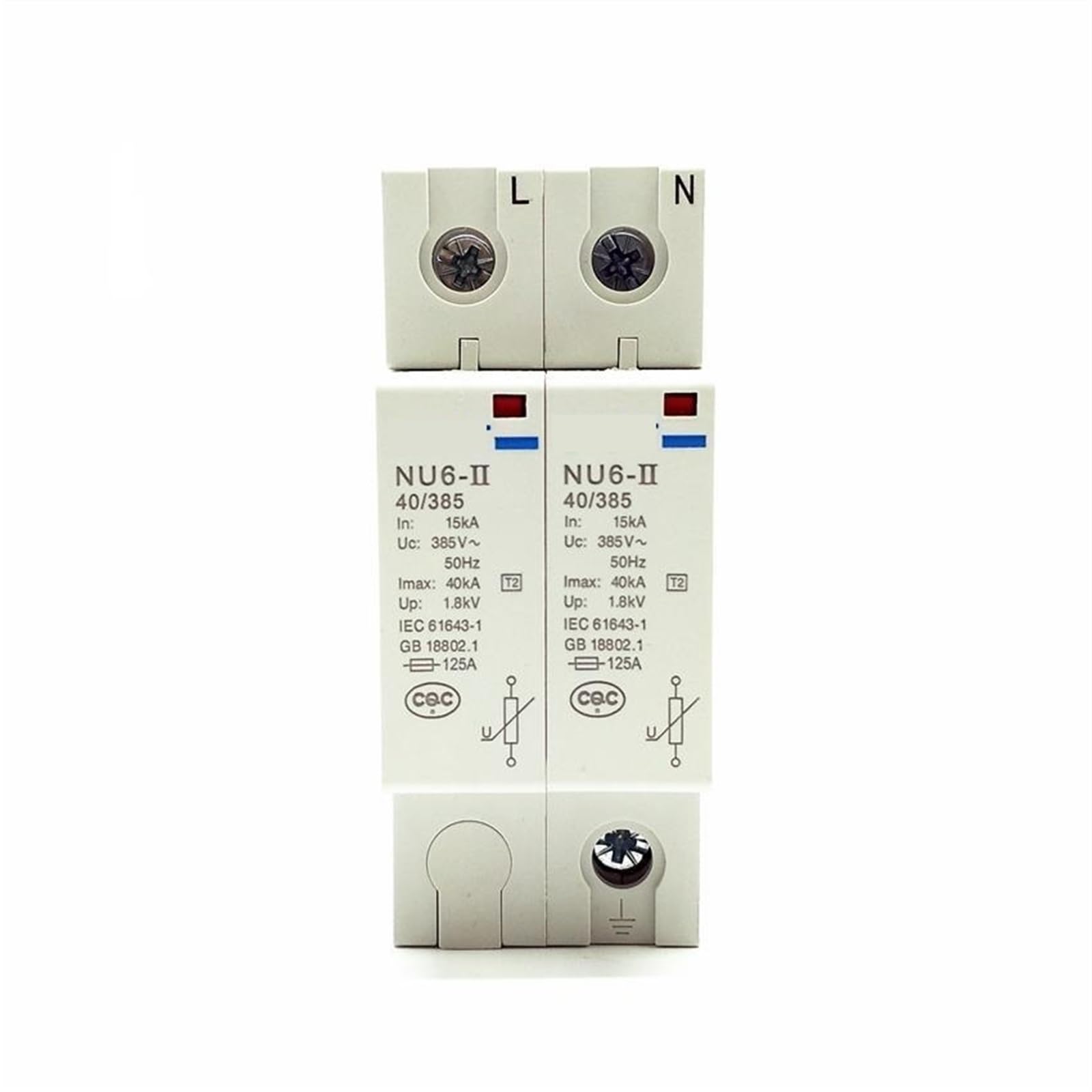 Pararrayos de baja tensión NU6-II 2P modular de carril DIN para instalaciones monofásicas 5