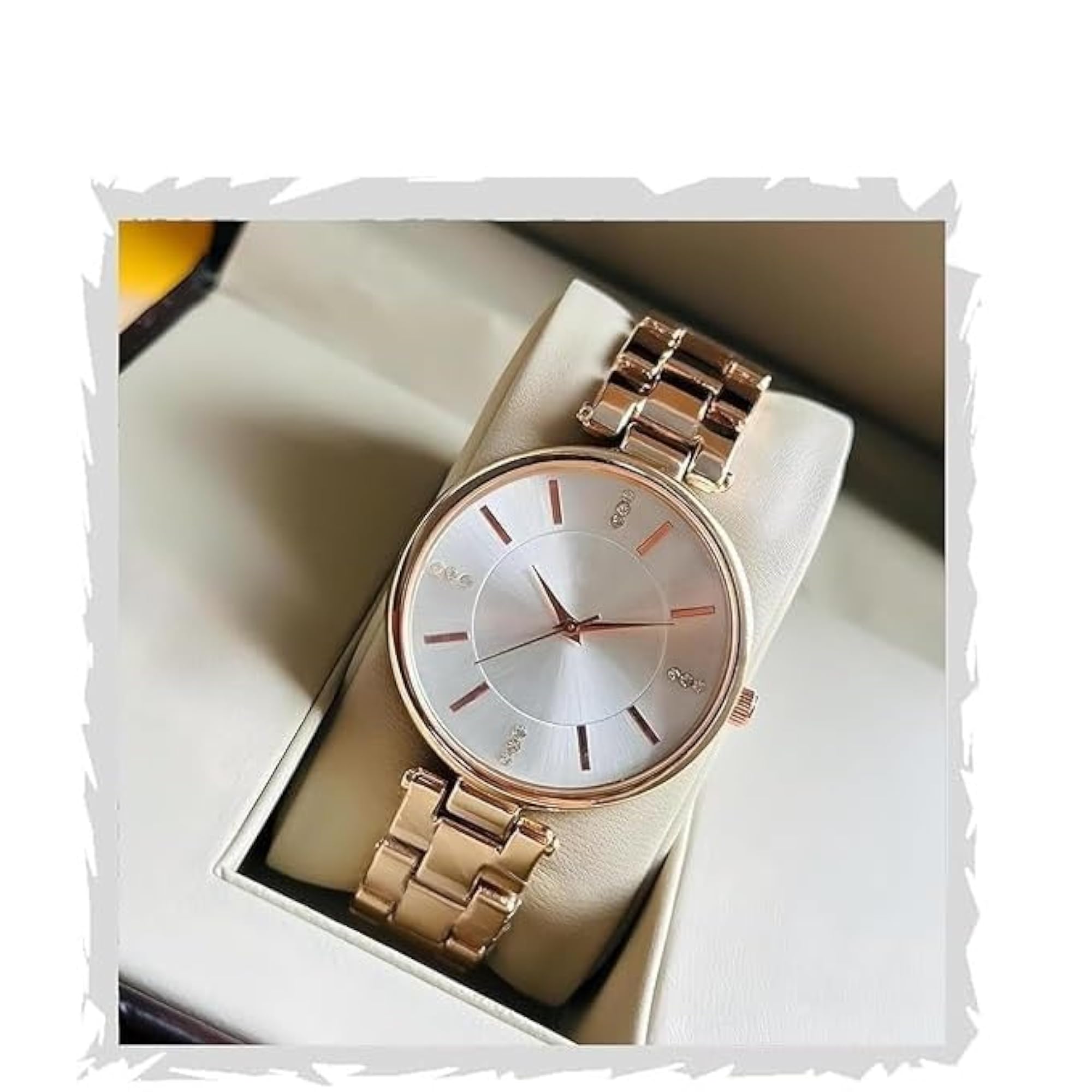 Women's Rose Gold Ladies Watch with Blue Dial & Crystal Markers