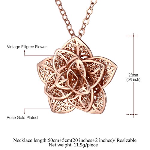 Colar de flores U7 com pingente delicado banhado a ouro amarelo de 55 cm Medium