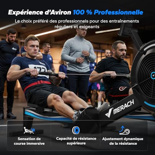 MERACH Rameur d'appartement à Résistance Aérienne, 10 Niveaux Réglables avec APP Exclusive, Rameur Professionnel Musculation pour Intérieur, Siège Ergonomique Confortable, Stockage Facile - 2