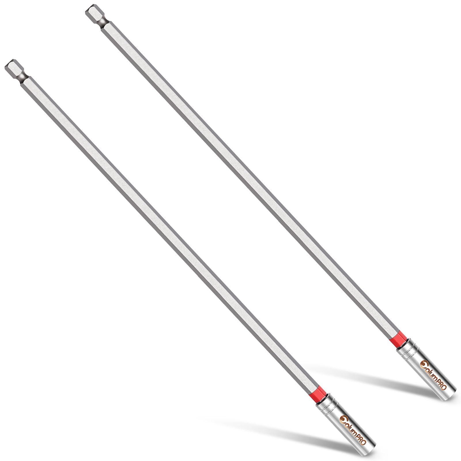 Lot de 2 porte-embouts extra longs 300 mm – Tige hexagonale 1/4" en acier S2 – Extension d'embout magnétique pour visseuse à percussion et visseuse sans fil – Idéal pour les perçages profonds