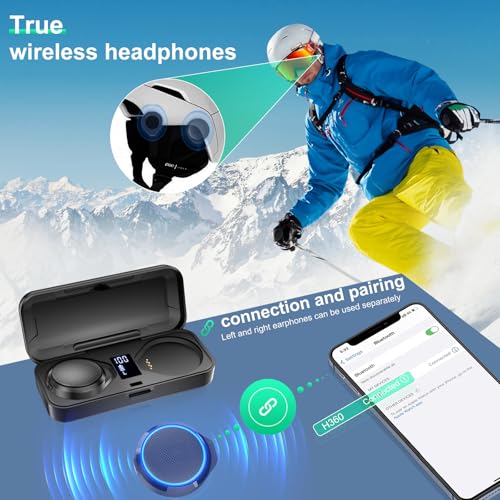 OBEST Casque Bluetooth Moto 5.3, Écouteurs Sans Fil Mains Libres avec Étui de Charge, Adapté pour L'Équitation et le Ski