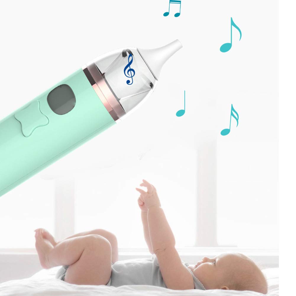 Aspirator do nosa dla niemowląt, z 2 rozmiarami końcówek do nosa i 3 poziomami zasysania, zasilany bateriami wzmacniacz z muzyką i cichą konstrukcją, różowy