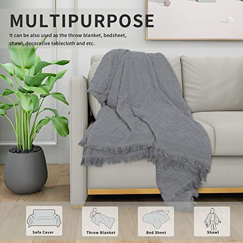 Easy-Going Geometrical Jacquard Sofa Cover, Couch Covers For Armchair Couch, L Shape Sectional Covers For Dogs, Washable Bed Blanket, Furniture Protector For Pets,Kids(71X 102 Inch,Light Gray) #TOP2