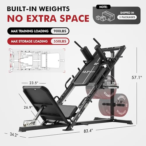 Image of Mikolo Leg Press Hack Squat Machine Combo, Leg Press Machines for Home Gym with Linear Bearing, Hack Squat Machine with Rear and Front Band Pegs, Leg Machine for Full Range Leg Training