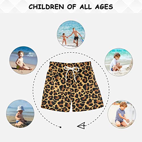 Aflyko Boys' Board Shorts Leopard Brown Black Bathing Suit Toddler Swim Trunk Girls Beach Swimwear #TOP5