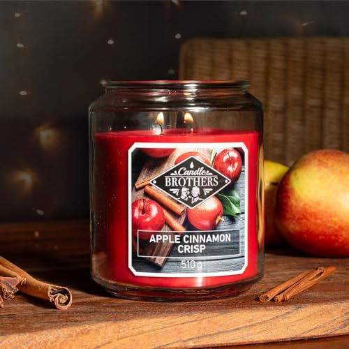 Candle-Brothers Große Duftkerze im Glas mit Deckel | Apple Cinnamon Crisp | Duftkerze Apfel Zimt | Kerze 2 Docht | Kerze lange Brenndauer | Geschenk für Frauen