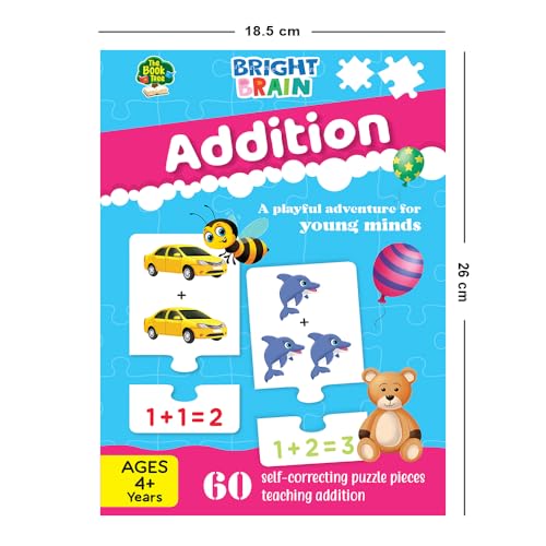 Image of The Book Tree Bright Brain Addition Puzzle - Learn Basic Math with 60 Pieces Puzzle - Fun & Educational for Kids Age 4+ - Educational Toy Birthday Gift for Boys and Girls by Majestic Book Club