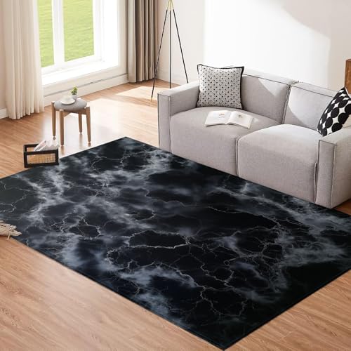 Tapis de salon marbre abstrait doux antidérapant pour chambre